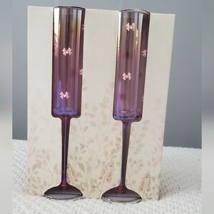 Purple/ Pink Ombre Champagne Flutes with Bows